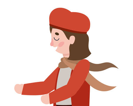 cute little girl with autumn clothes vector illustration designのイラスト素材