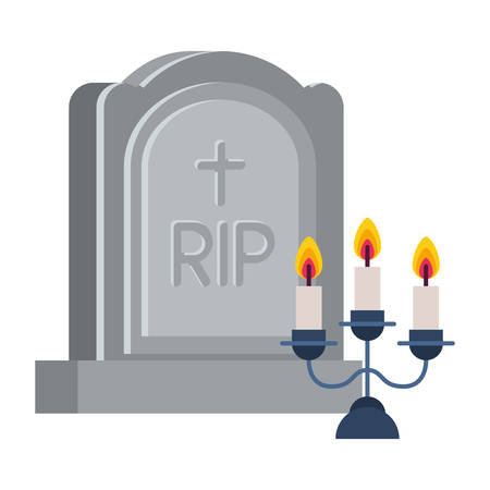 halloween season scene with chandelier and tumbstone scene vector illustrationのイラスト素材