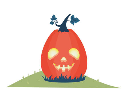 halloween pumpkin with dark face lamp vector illustration designのイラスト素材