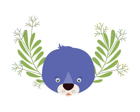 cute little seal with wreath crown character vector illustration designのイラスト素材