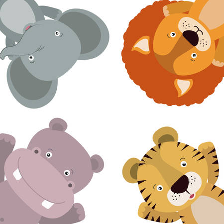 group of cute animals characters vector illustration designのイラスト素材
