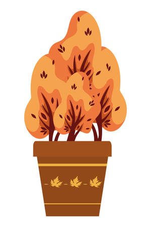 autumn plant in ceramic pot seasonal icon vector illustration designのイラスト素材