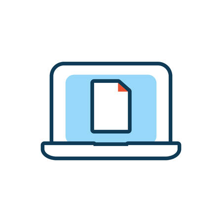 laptop computer with document file vector illustration designのイラスト素材