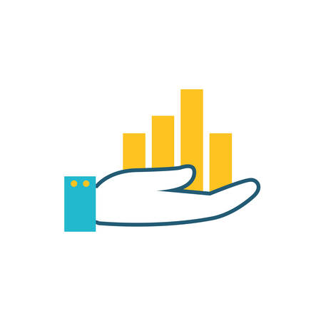 hand with statistics bars infographic isolated icon vector illustration designのイラスト素材