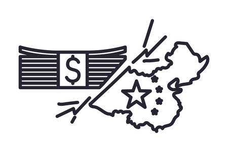 commercial war between china and usa design, Money finance commerce market payment invest and buy theme Vector illustrationのイラスト素材