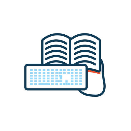 education electronic book with keyboard vector illustration designのイラスト素材