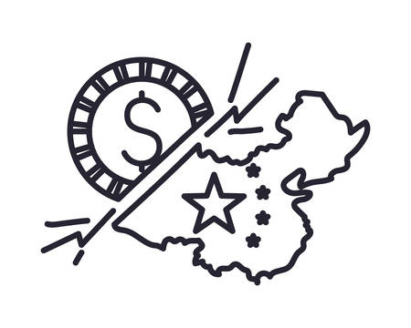 commercial war between china and usa design, Money finance commerce market payment invest and buy theme Vector illustrationのイラスト素材