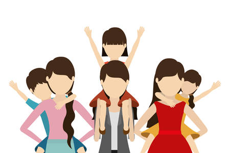 Mothers with sons design, Family relationship avatar lifestyle person and character theme Vector illustrationのイラスト素材