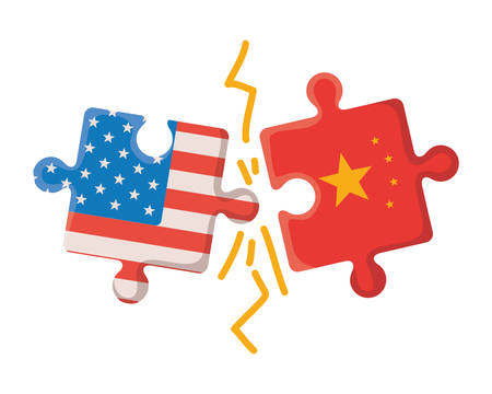 commercial war between china and usa design, Money finance commerce market payment invest and buy theme Vector illustrationのイラスト素材