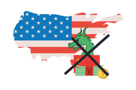 commercial war between china and usa design, Money finance commerce market payment invest and buy theme Vector illustrationのイラスト素材