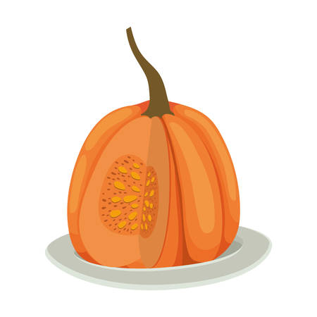 Pumpkin design, Fruit autumn healthy organic food sweet and nature theme Vector illustrationのイラスト素材