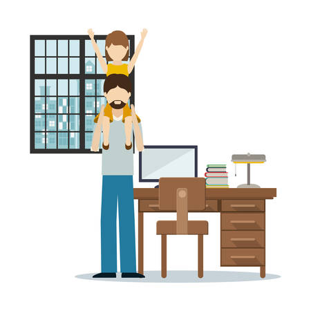 Father with daughter design, Family relationship avatar lifestyle person and character theme Vector illustrationのイラスト素材