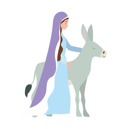 mary virgin with mule characters vector illustration designのイラスト素材