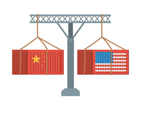 commercial war between china and usa design, Money finance commerce market payment invest and buy theme Vector illustrationのイラスト素材