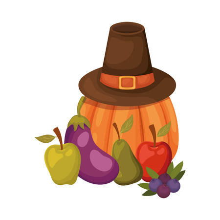 Happy thanksgiving day design, Autumn season holiday greeting and traditional theme Vector illustrationのイラスト素材