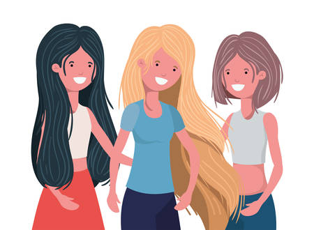 Avatar women design, Girls females person people human and social media theme Vector illustrationのイラスト素材