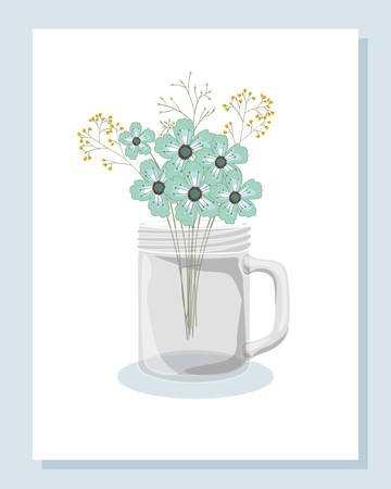 Flowers inside vase design, floral nature plant ornament garden decoration and botany theme Vector illustrationのイラスト素材