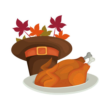 Happy thanksgiving day design, Autumn season holiday greeting and traditional theme Vector illustrationのイラスト素材