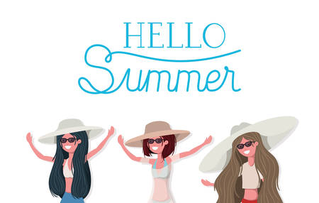 Girls with swimwear design, Swimsuit woman summer female vacation and travel theme Vector illustrationのイラスト素材