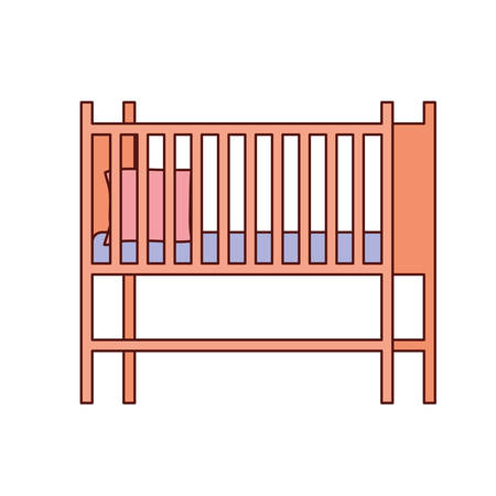 baby cradle wooden forniture icon vector illustration designのイラスト素材