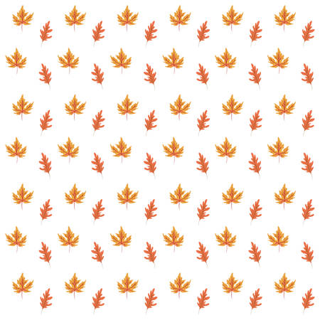 autumn leafs plants seasonal pattern vector illustration designのイラスト素材