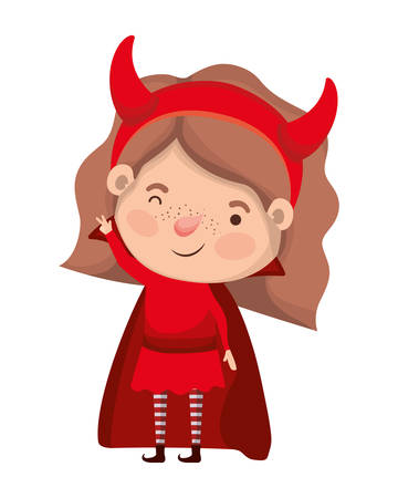 cute little girl with devil costume vector illustration designのイラスト素材