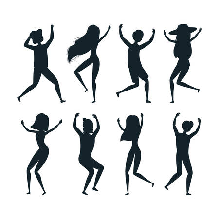 People avatars silhouettes design, Male female Person human profile user theme Vector illustrationのイラスト素材