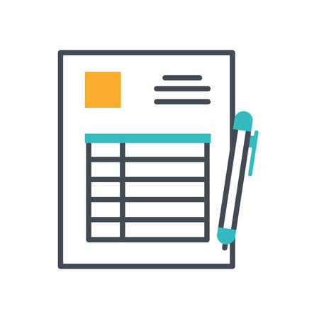 paper document file with pen vector illustration designのイラスト素材