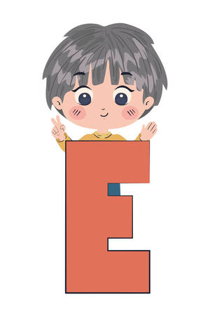 Boy cartoon with alphabet letter design, Kid childhood little people lifestyle and person theme Vector illustrationのイラスト素材