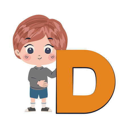 Boy cartoon with alphabet letter design, Kid childhood little people lifestyle and person theme Vector illustrationのイラスト素材