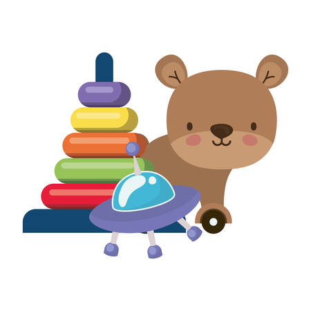 Variety of toys design, childhood play fun kid game gift and object theme Vector illustrationのイラスト素材