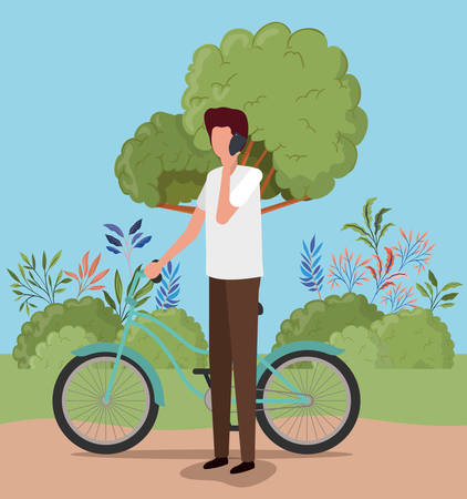 Man with bike design, Vehicle bicycle cycle lifestyle sport and transportation theme Vector illustrationのイラスト素材