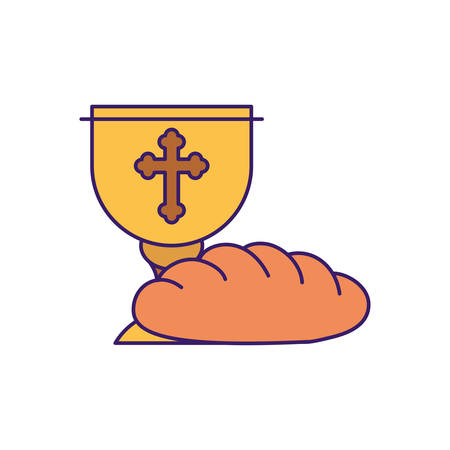 Cup with bread design, religion christianity god faith spirituality belief pray and hope theme Vector illustrationのイラスト素材