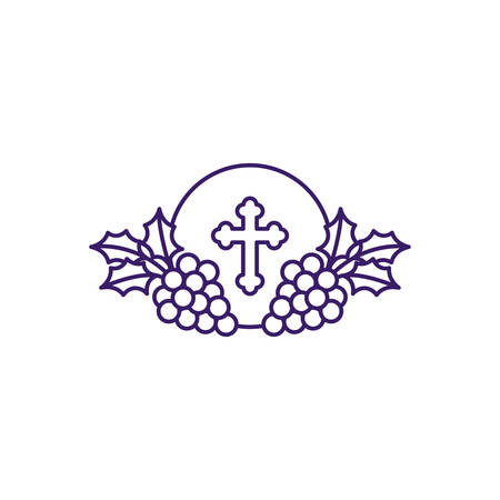 Communion wafer with grapes design, religion christianity god faith spirituality belief pray and hope theme Vector illustrationのイラスト素材