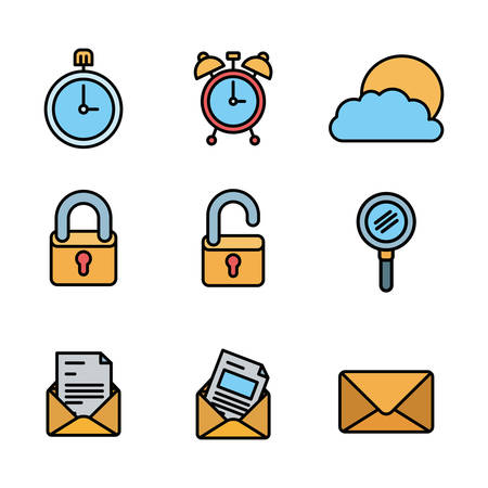 User interface and social media icon set, Multimedia apps communication digital marketing and internet theme Vector illustrationのイラスト素材