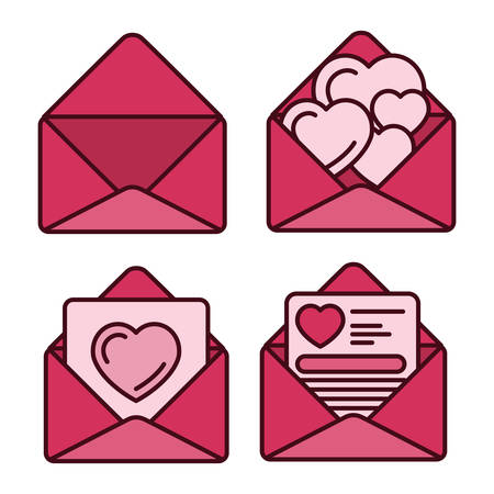 Love icon set design, Passion romantic valentines day wedding romance and decoration theme Vector illustrationのイラスト素材