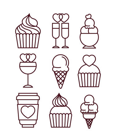 Love icon set design, Passion romantic valentines day wedding romance and decoration theme Vector illustrationのイラスト素材