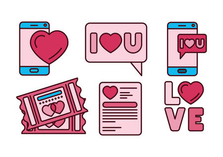 Love icon set design, Passion romantic valentines day wedding romance and decoration theme Vector illustrationのイラスト素材