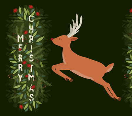 Reindeer design, Merry christmas season decoration card invitation celebration and holiday theme Vector illustrationのイラスト素材