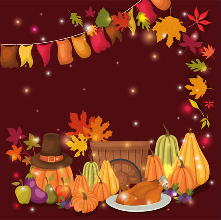 Happy thanksgiving day design, Autumn season holiday greeting and traditional theme Vector illustrationのイラスト素材