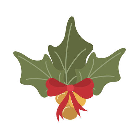 merry christmas leafs with balls hanging vector illustration designのイラスト素材