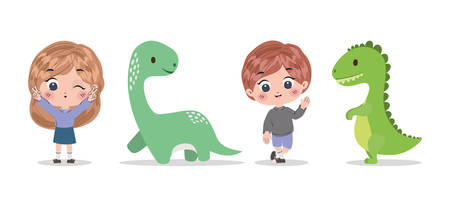 Girl and boy cartoon design, Kids friendship childhood little people lifestyle and person theme Vector illustrationのイラスト素材
