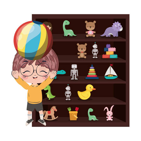 Boy cartoon design, Toys childhood play fun kid game gift and object theme Vector illustrationのイラスト素材