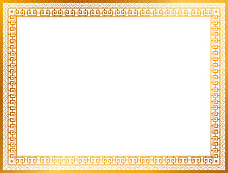 Chinese gold frame design, Label ornament decoration vintage tag banner sticker and badge theme Vector illustrationのイラスト素材