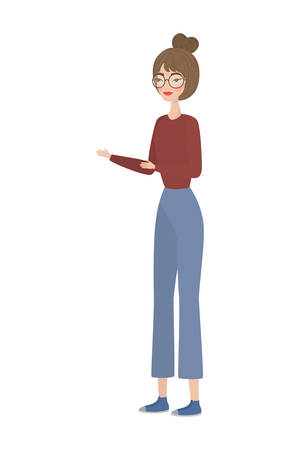 Cute woman cartoon drawing design, Girl female person people human and social media theme Vector illustrationのイラスト素材
