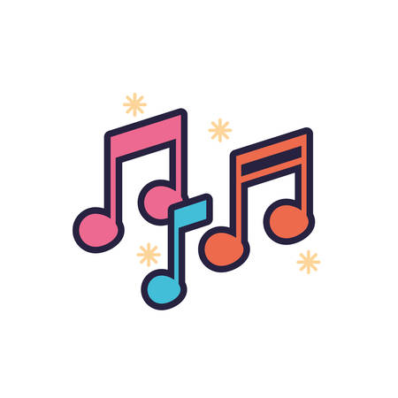 Music note icon design, Sound melody pentagram art and composition theme Vector illustrationのイラスト素材