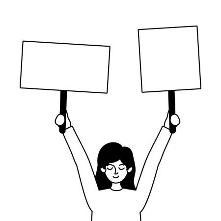 Woman protesting design, Human rights peace freedom international help social law and equality theme Vector illustrationのイラスト素材