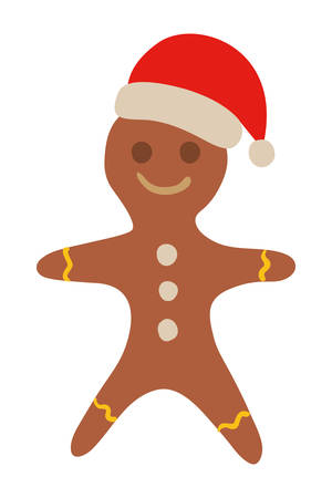 Gingerbread doll design, Merry christmas season decoration card invitation celebration and holiday theme Vector illustrationのイラスト素材