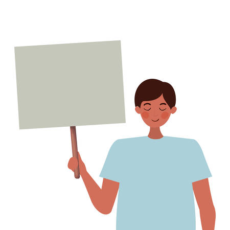 Man protesting design, Human rights peace freedom international help social law and equality theme Vector illustrationのイラスト素材