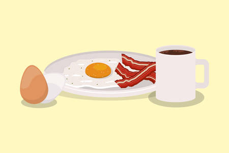 Breakfast egg coffee and bacon design, Food meal fresh product natural market premium and cooking theme Vector illustrationのイラスト素材
